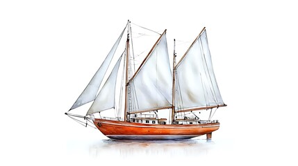 Obraz premium Classic Wooden Sailboat Vintage Yacht Nautical Illustration