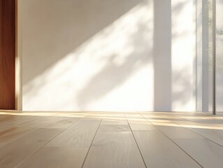 Obraz premium minimalist interior with natural light and wooden flooring