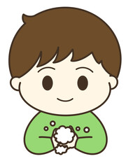 石鹸でしっかり手洗いをする子供のゆるかわイラスト