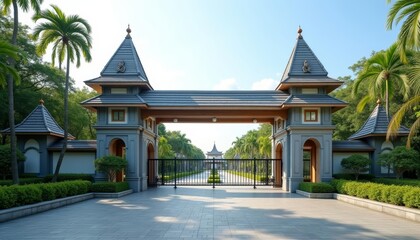 Obraz premium Elegant entrance to a tropical paradise