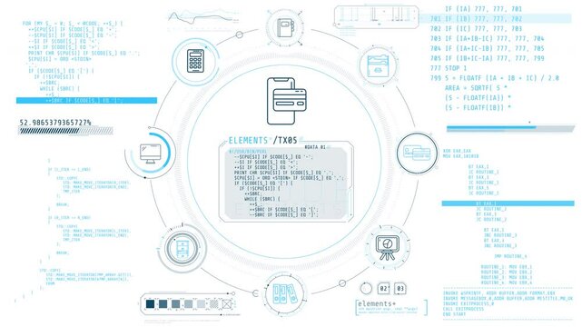 Infographics about accountancy and programming, animated on alpha channel.