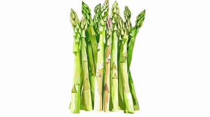 Fototapeta premium Fresh green asparagus stalks arranged upright, showcasing their vibrant color and unique texture, perfect for healthy dishes or salads.