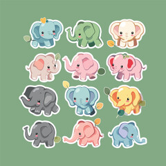 Obraz premium collection of cute elephant vector stickers