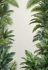 Set of realistic tropical watercolor greenery, painting, watercolor, greenery
