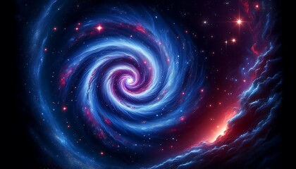 Cosmic Spiral Galaxy Nebula Swirling Starscape