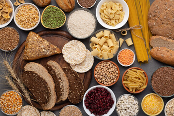 Healthy nutrition. Selection of gluten free products on wooden background