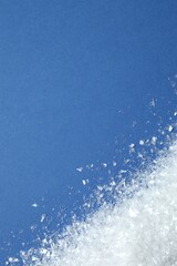 Festive background with white snow, copy space composition