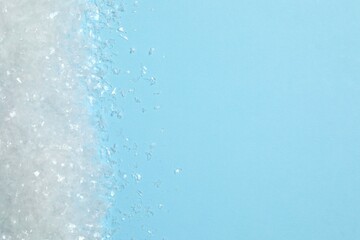 Festive background with white snow, copy space composition