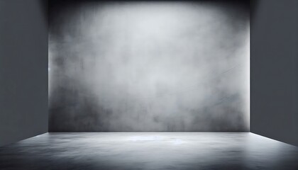 Empty grey room with concrete walls and floor