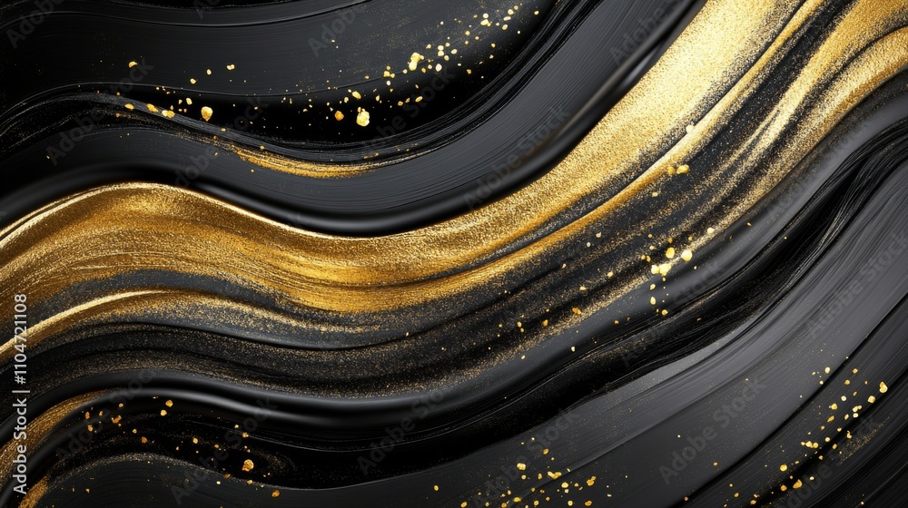 Poster elegant black and gold abstract background with shiny splashes