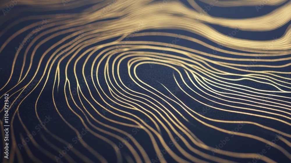 Aufkleber Elegant Gold Lines Creating Waves on a Dark Background Surface