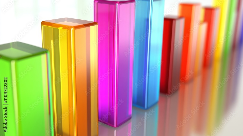 Fototapete colorful transparent blocks representing data visualization concept