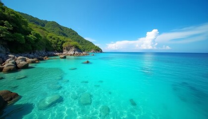 Fototapeta premium Paradise Found A serene tropical lagoon