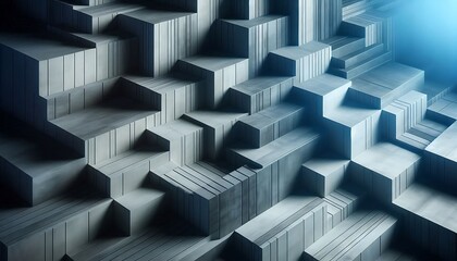Abstract Grey Geometric Cube Structure Design