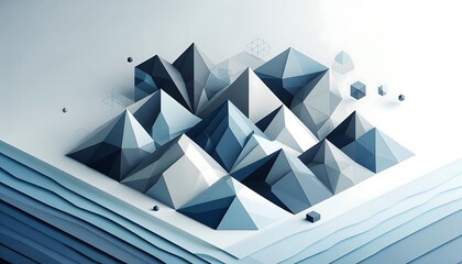 Abstract Blue Geometric Shapes Landscape Design