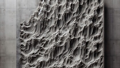 Abstract Concrete Wall Sculpture with Swirling Layers