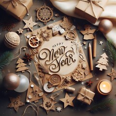 Festive New Year Crafts Decorated With Wooden Ornaments