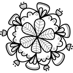 hand draw mandala pattern black lines vector