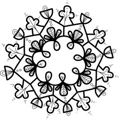 hand draw mandala pattern black lines vector