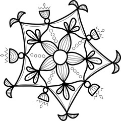 hand draw mandala pattern black lines vector