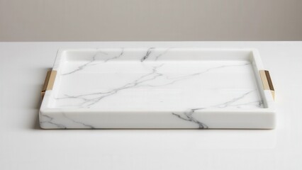 Smooth polished marble tray with natural gray veining for modern decor