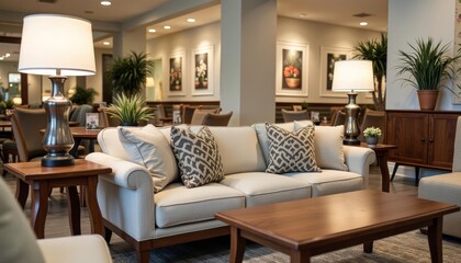  Cozy Living Room Setting with Modern Furniture and Greenery