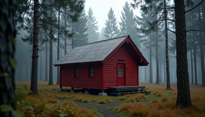 Obraz premium A secluded cabin in the heart of the woods