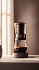 Modern Coffee Maker with Sleek Design on Kitchen Countertop