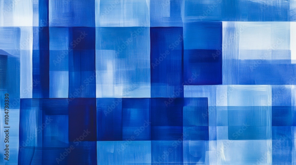 Poster abstract blue geometric pattern with varying shades and textures