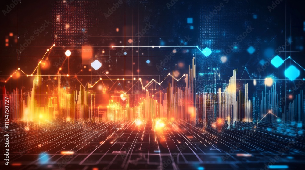 Poster Abstract Digital Background with Lines and Shapes of Data Visualization