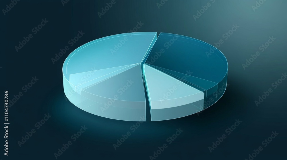 Leinwandbilder Transparent Blue Pie Chart Displaying Data Analysis and Insights