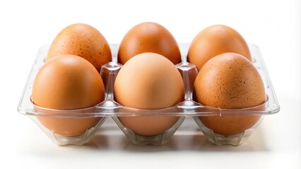 Highly Realistic Fresh Eggs Pack on Transparent Background - Six Pack for Advertising Purposes, Ideal for Grocery, Cooking, Organic, and Healthy Lifestyle Promotions