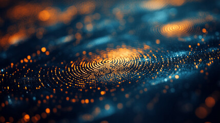 fingerprint pattern illuminated by soft light, creating a blurred effect that highlights the intricate details and uniqueness of human identity and individuality
