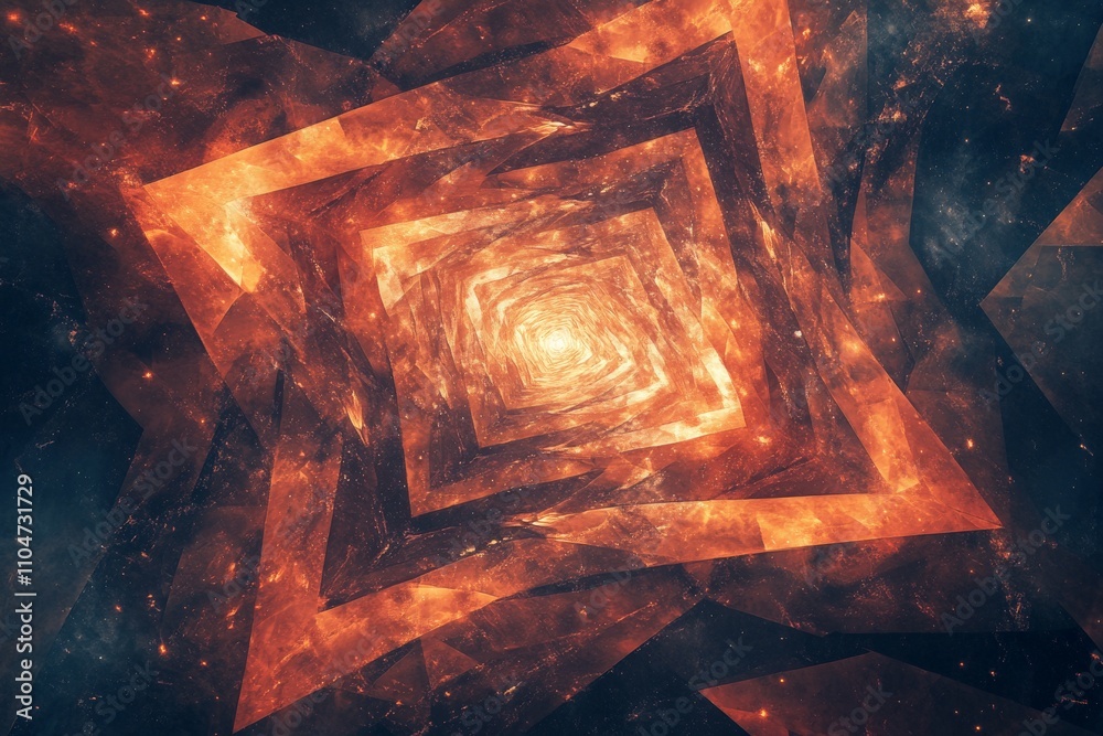 Poster A mesmerizing abstract image resembling a fiery spiral galaxy, with cosmic elements showcasing a celestial, otherworldly atmosphere rich in colors and imagination.
