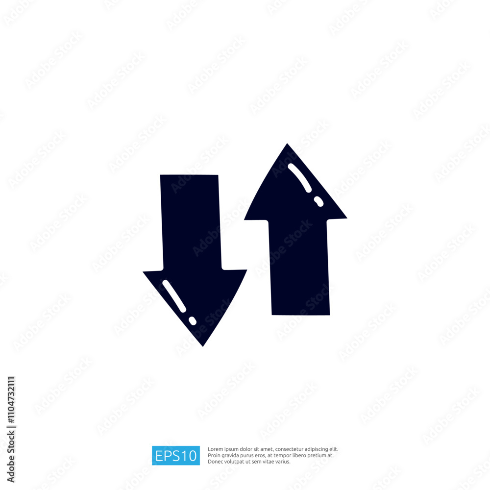 Poster the image features two arrows, one pointing downwards and the other upwards, symbolizing movement or