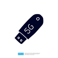 A stylized graphic of a USB flash drive labeled with "5G," indicating its purpose for high-speed data transfer and connectivity.