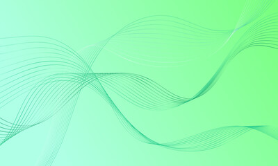 green light lines wave curves on soft gradient abstract background