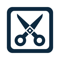 Silhouette scissors in square vector icon design