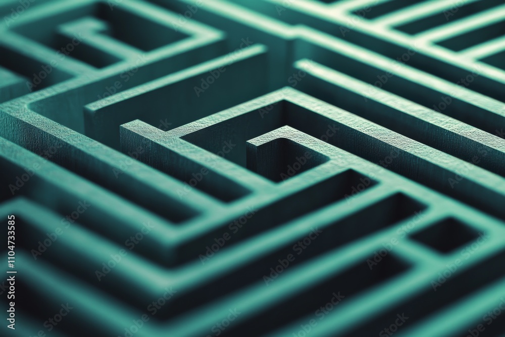 Aufkleber An image featuring a turquoise geometric maze-like artwork, with an emphasis on depth, angles, and intricate patterns evoking curiosity and complexity.