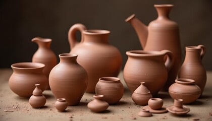  Handcrafted clay pottery ready for the kiln