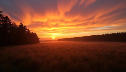  Golden sunset over a serene field