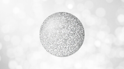 キラキラと輝く球体の背景素材。白色の玉ボケ。3D（横長）