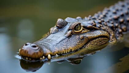 Obraz premium Crocodiles calm gaze in the water
