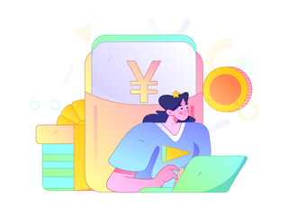 Use red envelopes to attract new customers and promote activity. Flat vector character concept illustration
