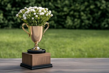 A certificate displayed on a table next to a trophy and medal, celebrating an athlete accomplishments