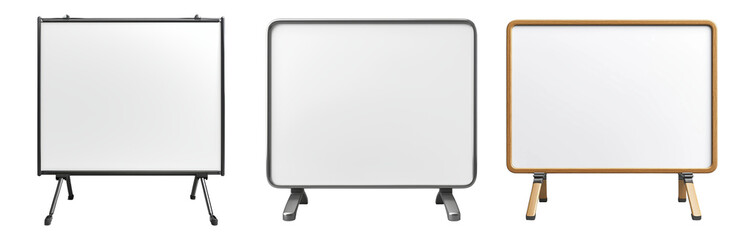 Naklejka premium Collection of Blank Whiteboards for Presentations Isolated on transparent background png