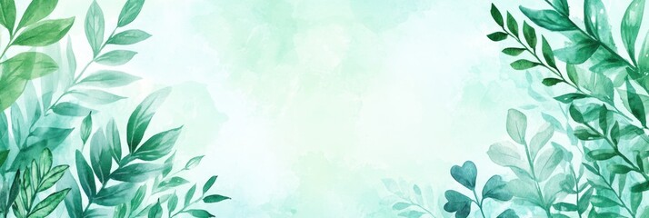 Watercolor leafy green foliage border on light background. Happy St. Patrick's Day. Saint Patrick