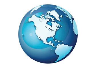 Fototapeta premium Vector World Globe Map. North America Centered Map. Blue Planet Sphere Icon