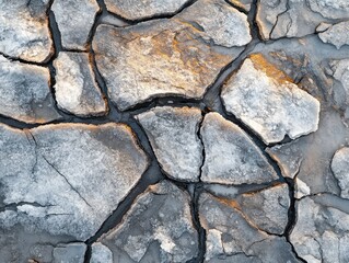 Obraz premium Aerial view of thinning ice sheets and wide cracks in the polar region