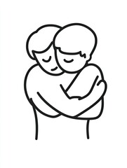 Obraz premium empathy and compassion icon, mental personality problems, friendship hug, thin line symbol on white background.
